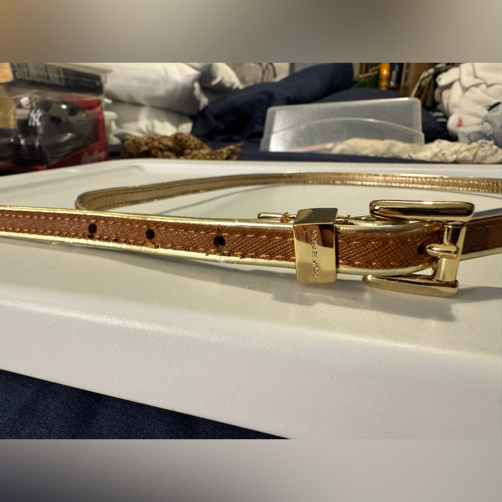 Michael Kors Gold and Tan Women's Belt
